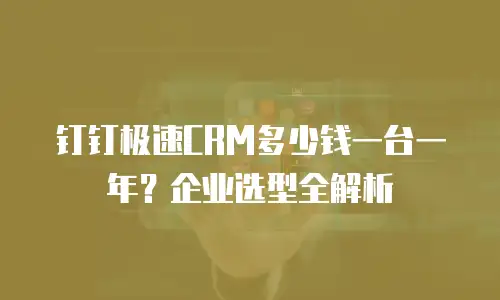 钉钉极速CRM多少钱一台一年？企业选型全解析