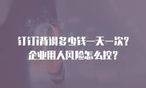 钉钉i背调多少钱一天一次？企业用人风险怎么控？