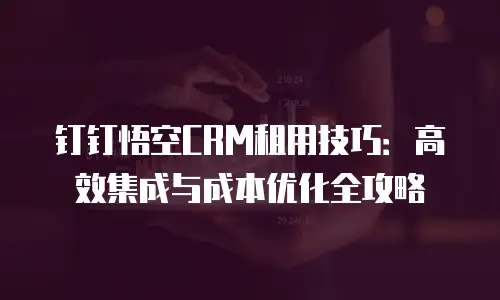 钉钉悟空CRM租用技巧：高效集成与成本优化全攻略