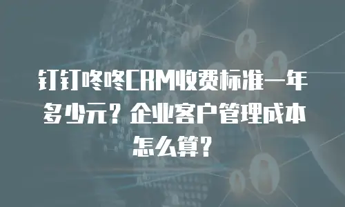 钉钉咚咚CRM收费标准一年多少元？企业客户管理成本怎么算？