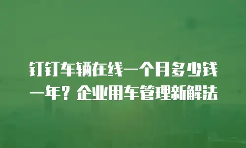钉钉车辆在线一个月多少钱一年？企业用车管理新解法