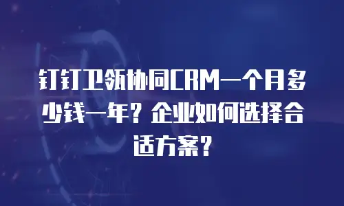 钉钉卫瓴协同CRM一个月多少钱一年？企业如何选择合适方案？