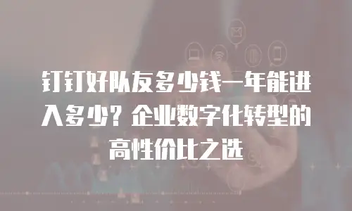 钉钉好队友多少钱一年能进入多少？企业数字化转型的高性价比之选