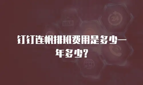 钉钉连帆排班费用是多少一年多少？