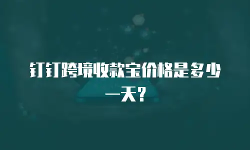 钉钉跨境收款宝价格是多少一天？