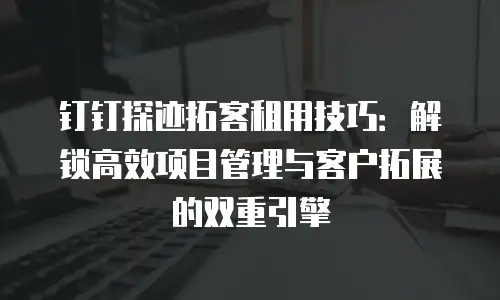 钉钉探迹拓客租用技巧：解锁高效项目管理与客户拓展的双重引擎