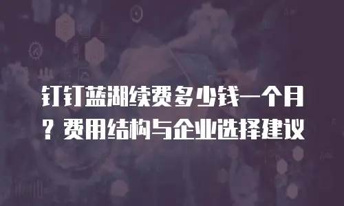 钉钉蓝湖续费多少钱一个月？费用结构与企业选择建议