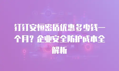 钉钉安恒密盾优惠多少钱一个月？企业安全防护成本全解析