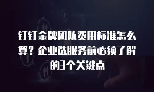 钉钉金牌团队费用标准怎么算？企业选服务前必须了解的3个关键点
