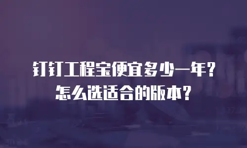 钉钉工程宝便宜多少一年？怎么选适合的版本？