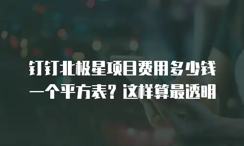 钉钉北极星项目费用多少钱一个平方表？这样算最透明