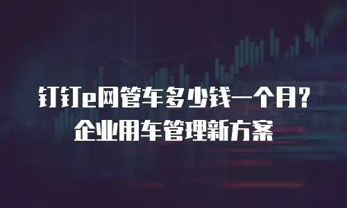 钉钉e网管车多少钱一个月？企业用车管理新方案