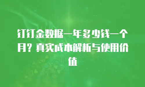 钉钉金数据一年多少钱一个月？真实成本解析与使用价值