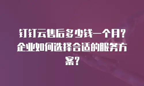 钉钉云售后多少钱一个月？企业如何选择合适的服务方案？