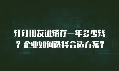 钉钉用友进销存一年多少钱？企业如何选择合适方案？