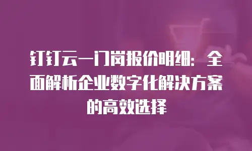 钉钉云一门岗报价明细：全面解析企业数字化解决方案的高效选择
