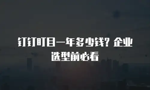 钉钉盯目一年多少钱？企业选型前必看
