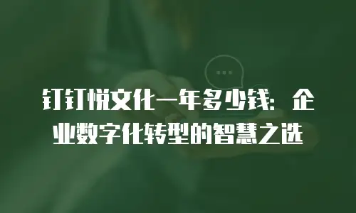 钉钉悦文化一年多少钱：企业数字化转型的智慧之选