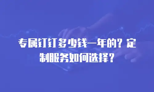 专属钉钉多少钱一年的？定制服务如何选择？