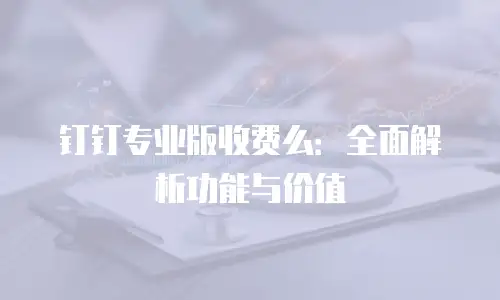 钉钉专业版收费么：全面解析功能与价值