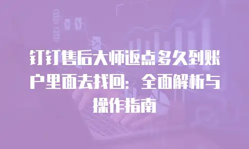 钉钉售后大师返点多久到账户里面去找回：全面解析与操作指南