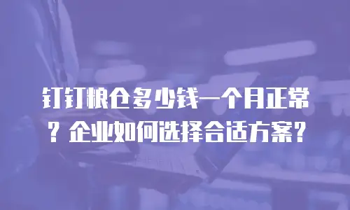 钉钉粮仓多少钱一个月正常？企业如何选择合适方案？