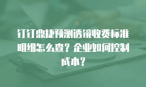 钉钉鼎捷预测透镜收费标准明细怎么查？企业如何控制成本？