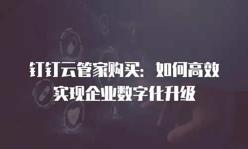 钉钉云管家购买：如何高效实现企业数字化升级