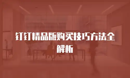 钉钉精品版购买技巧方法全解析