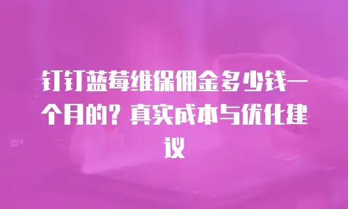 钉钉蓝莓维保佣金多少钱一个月的？真实成本与优化建议
