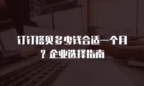 钉钉搭贝多少钱合适一个月？企业选择指南