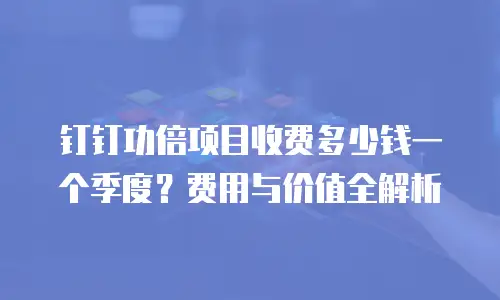 钉钉功倍项目收费多少钱一个季度？费用与价值全解析