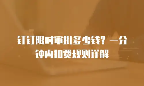 钉钉限时审批多少钱？一分钟内扣费规则详解