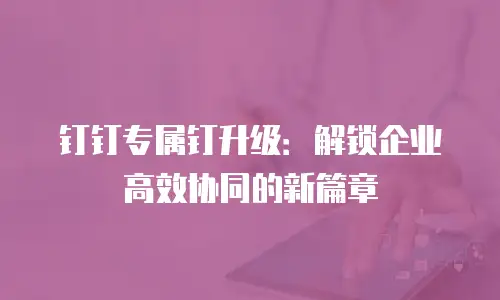 钉钉专属钉升级：解锁企业高效协同的新篇章