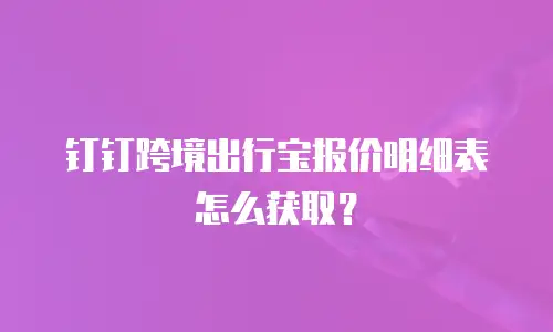 钉钉跨境出行宝报价明细表怎么获取？