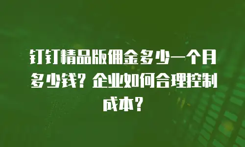 钉钉精品版佣金多少一个月多少钱？企业如何合理控制成本？