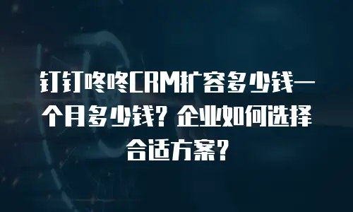 钉钉咚咚CRM扩容多少钱一个月多少钱？企业如何选择合适方案？