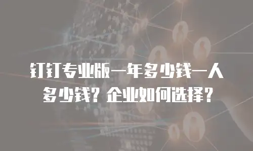 钉钉专业版一年多少钱一人多少钱？企业如何选择？