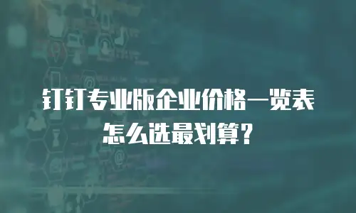 钉钉专业版企业价格一览表怎么选最划算？