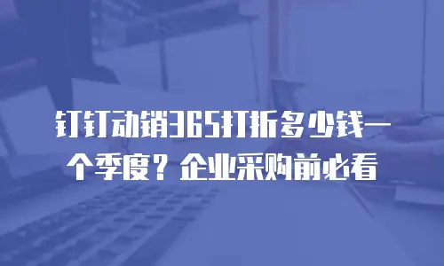 钉钉动销365打折多少钱一个季度？企业采购前必看