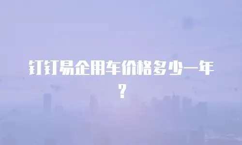 钉钉易企用车价格多少一年？