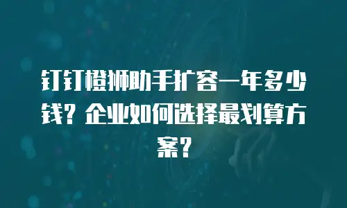 钉钉橙狮助手扩容一年多少钱？企业如何选择最划算方案？