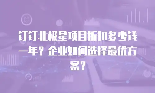 钉钉北极星项目折扣多少钱一年？企业如何选择最优方案？
