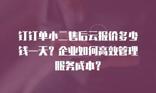 钉钉单小二售后云报价多少钱一天？企业如何高效管理服务成本？
