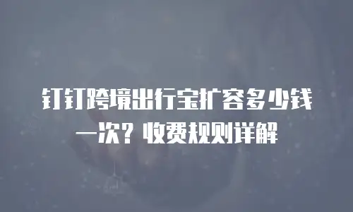 钉钉跨境出行宝扩容多少钱一次？收费规则详解