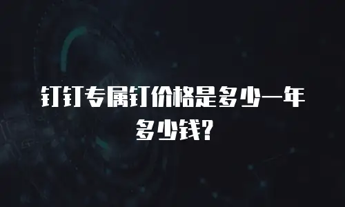 钉钉专属钉价格是多少一年多少钱？
