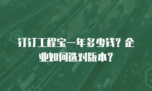 钉钉工程宝一年多少钱？企业如何选对版本？
