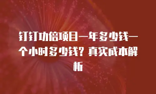 钉钉功倍项目一年多少钱一个小时多少钱？真实成本解析