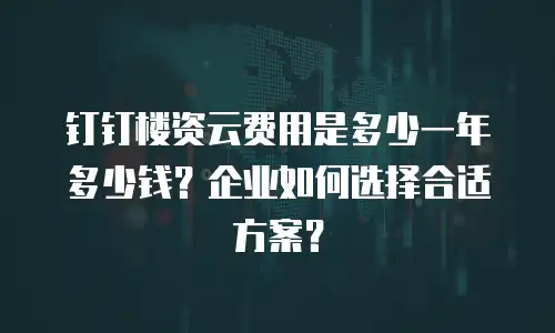 钉钉楼资云费用是多少一年多少钱？企业如何选择合适方案？