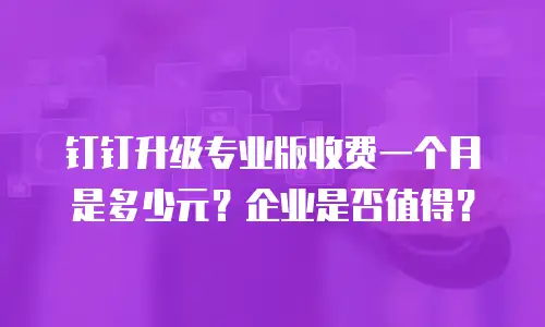 钉钉升级专业版收费一个月是多少元？企业是否值得？